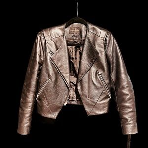 Cropped Genuine Leather Jacket